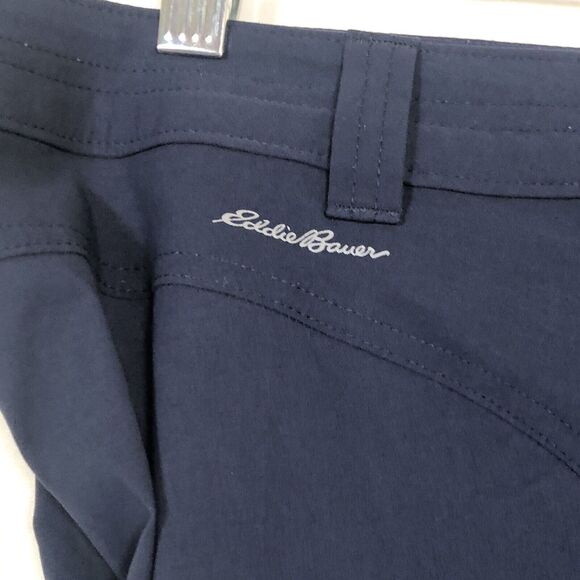 Eddie Bauer Womens Active Capri Pants Size 10 Cargo Pocket Scrunch Pulls Blue - Picture 2 of 15